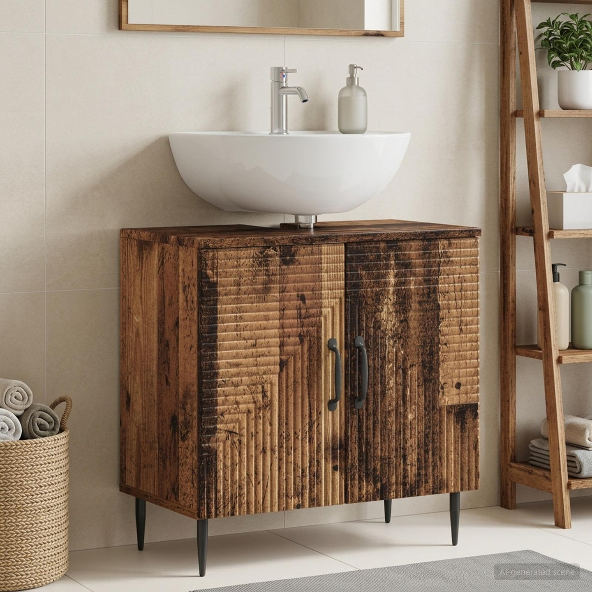 Badeværelsesskabsunder HAARLEM Gammelt træ 59,5 x 31,5 x 59 cm