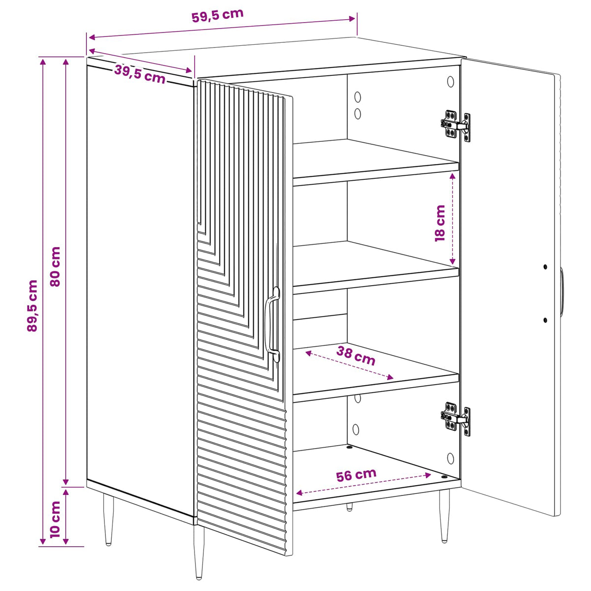 Sko skab HAARLEM 59,5 x 39,5 x 89,5 cm Konstrueret træ