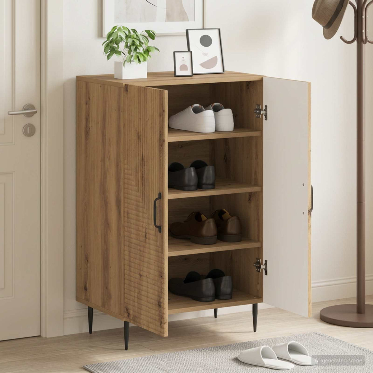 Sko skab HAARLEM 59,5 x 39,5 x 89,5 cm Konstrueret træ