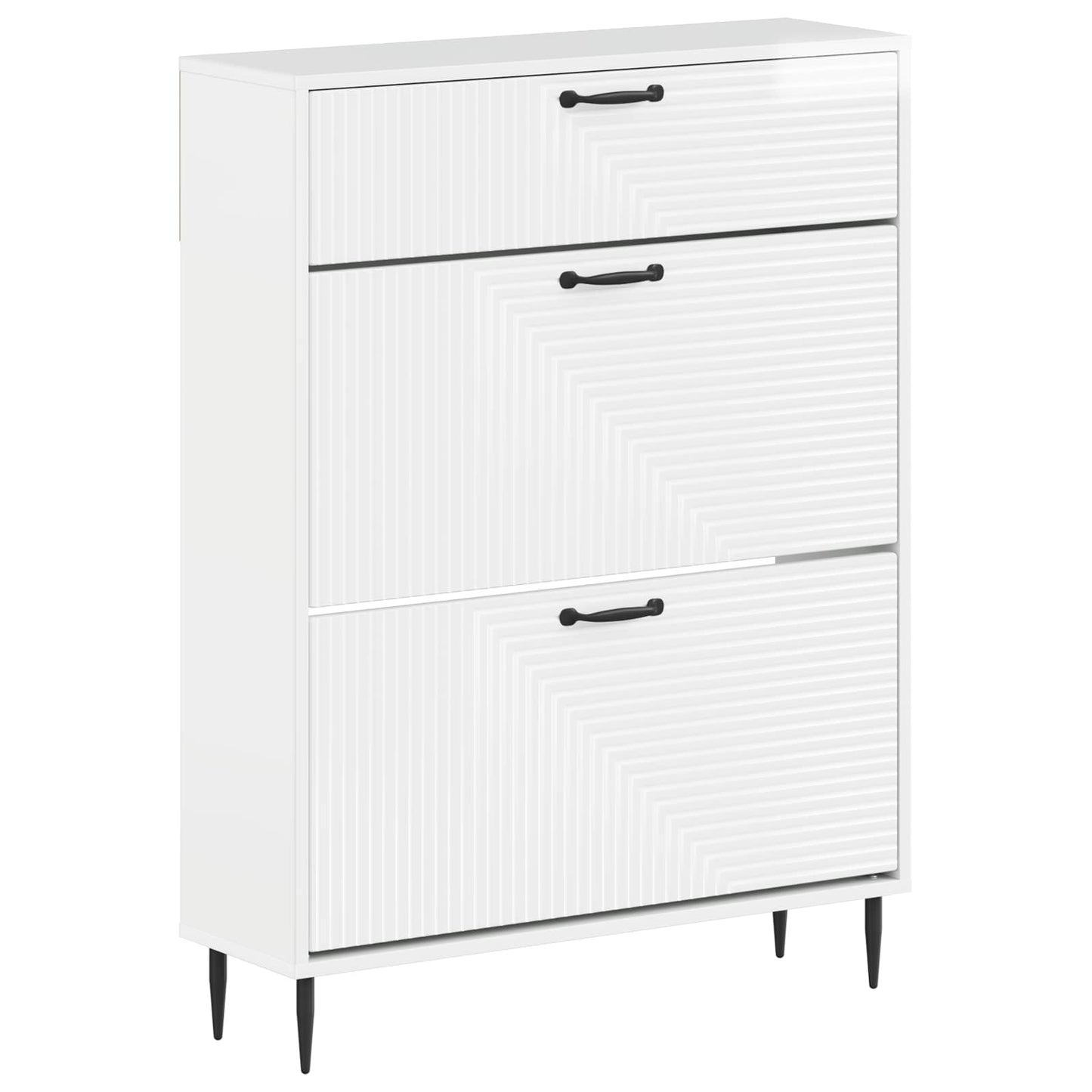 Sko skab HAARLEM 78 x 24 x 103 cm Konstrueret træ Hvid højglans