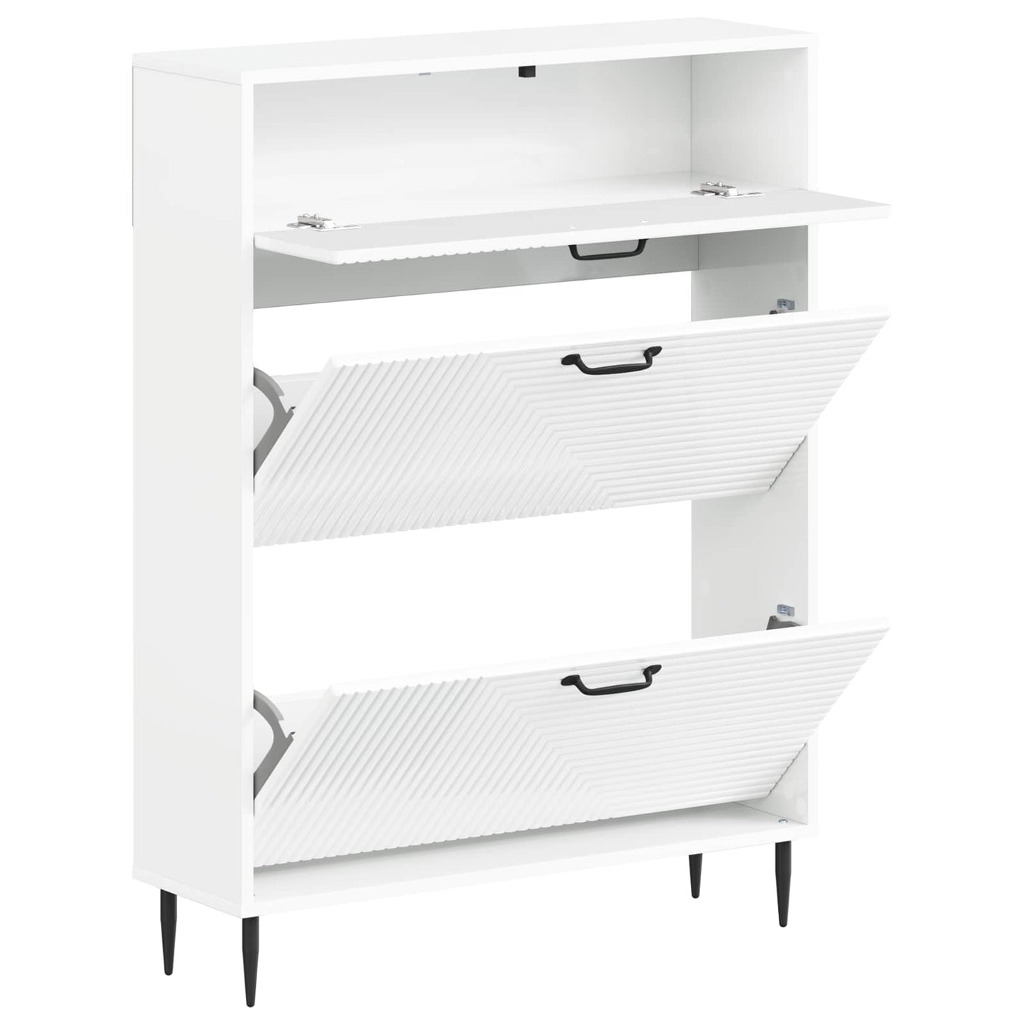 Sko skab HAARLEM 78 x 24 x 103 cm Konstrueret træ Hvid højglans