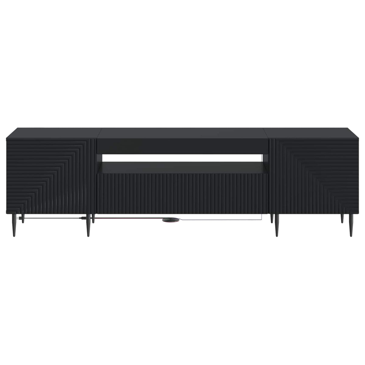 LED TV-skab Sort Konstrueret træ