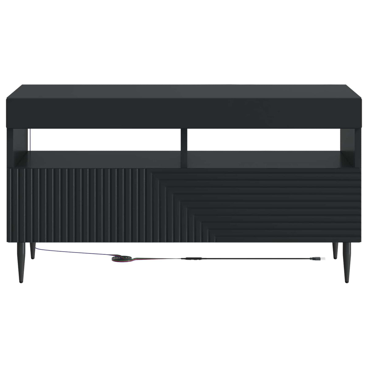 LED TV-skab Sort Konstrueret træ