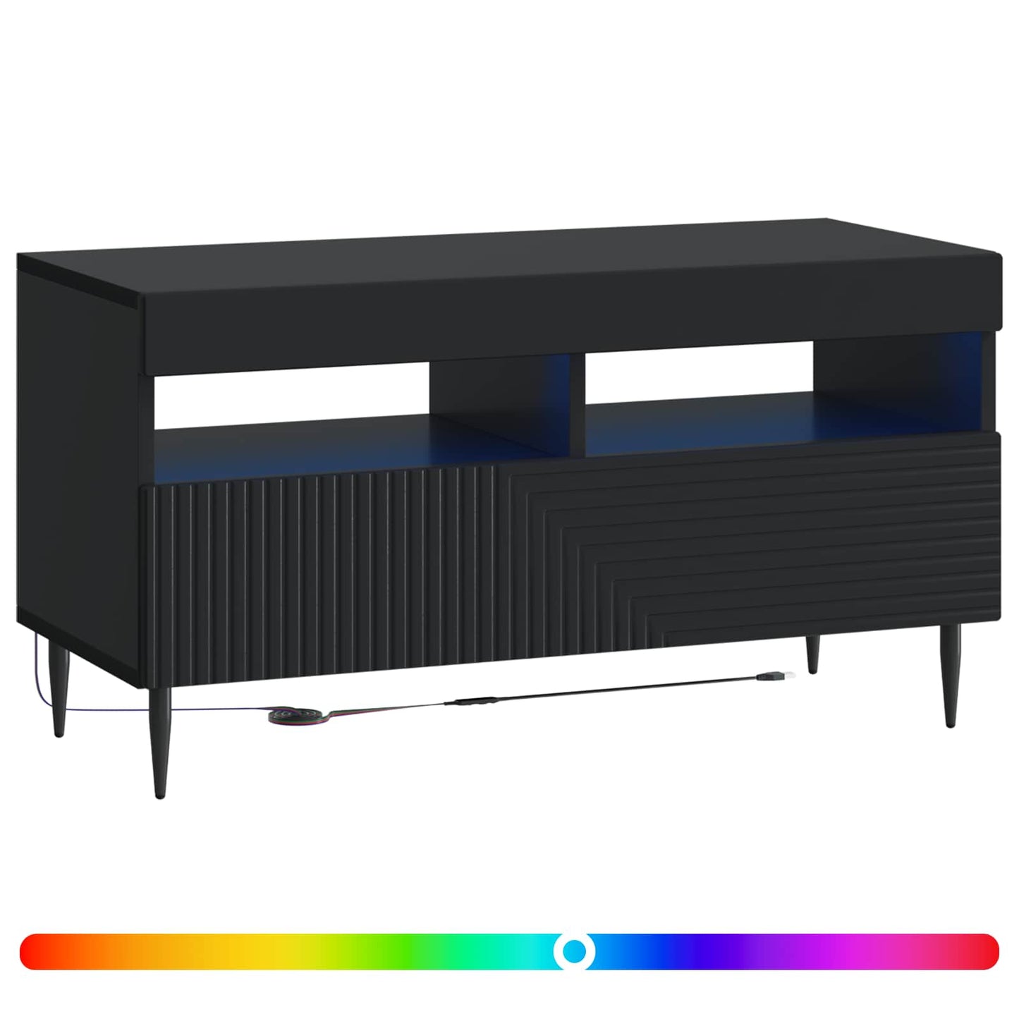 LED TV-skab Sort Konstrueret træ