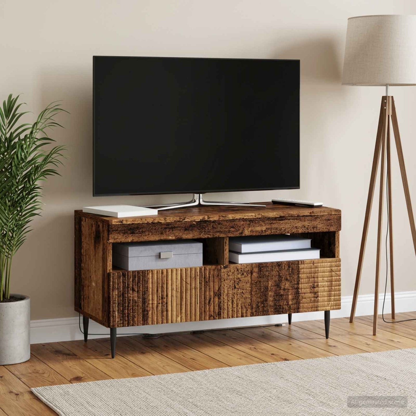 LED TV-skab Gammelt træ Konstrueret træ