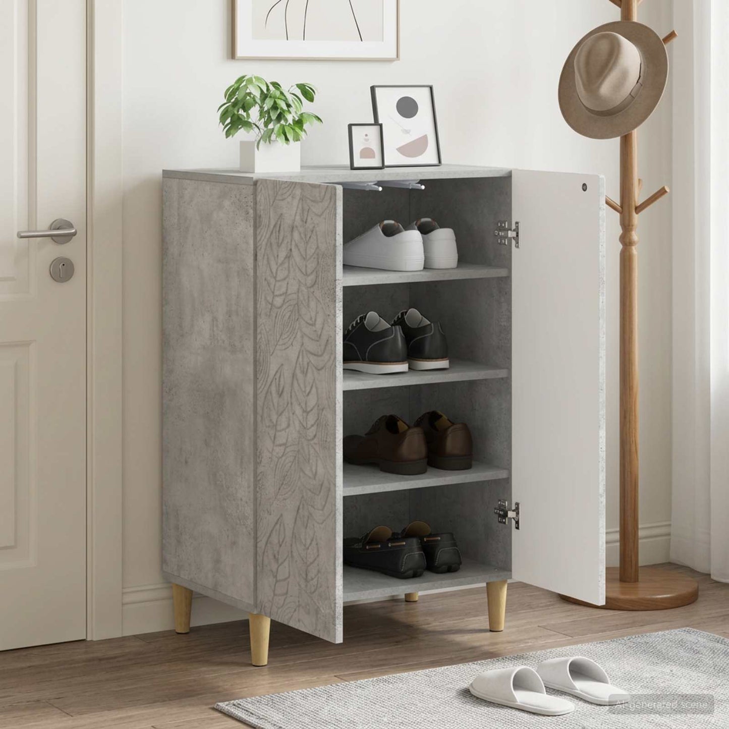 Sko skab DELFT 59,5 x 39,5 x 90 cm Konstrueret træ Betongrå