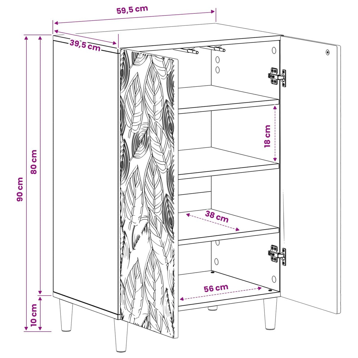 Sko skab DELFT 59,5 x 39,5 x 90 cm Konstrueret træ
