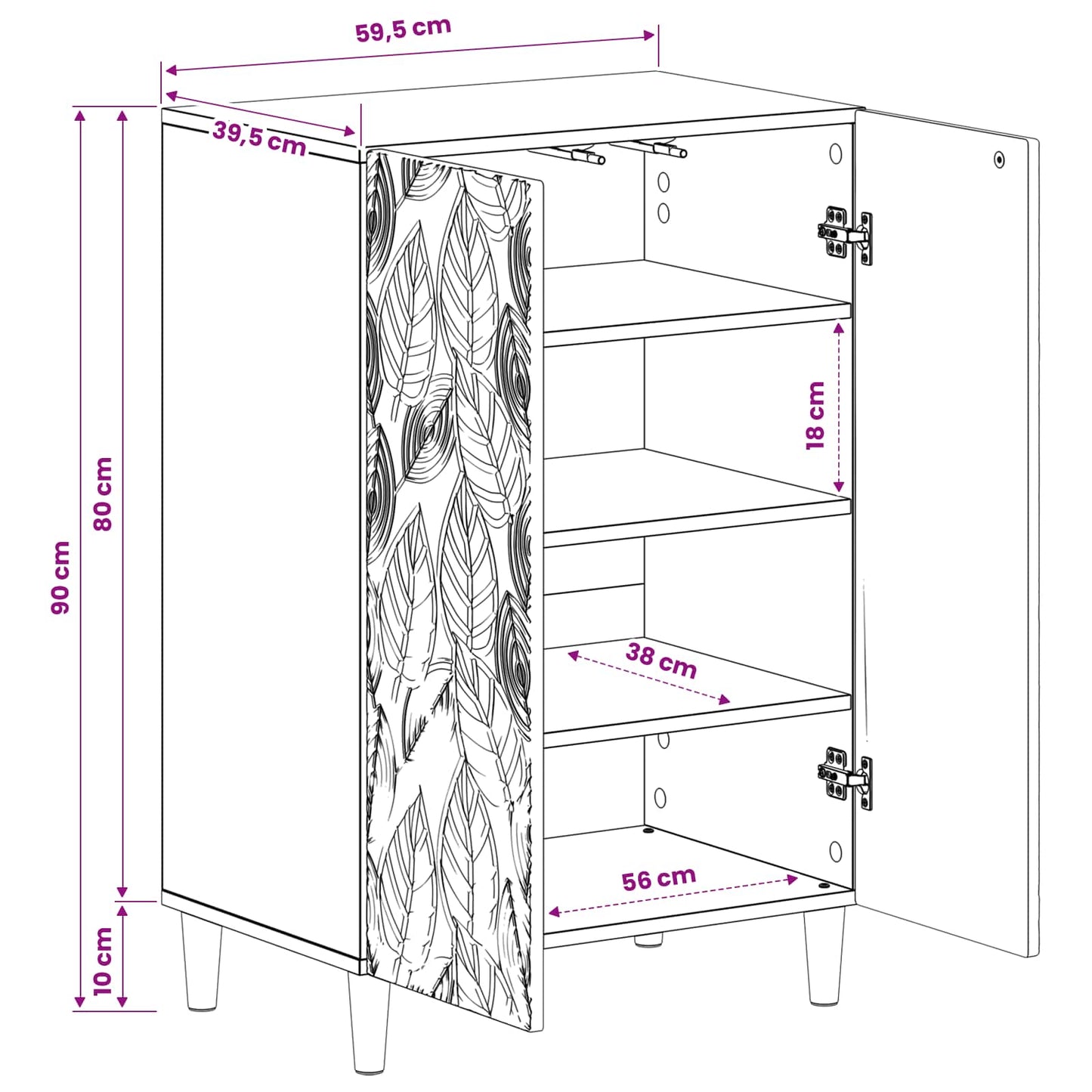 Sko skab DELFT 59,5 x 39,5 x 90 cm Konstrueret træ Røget eg