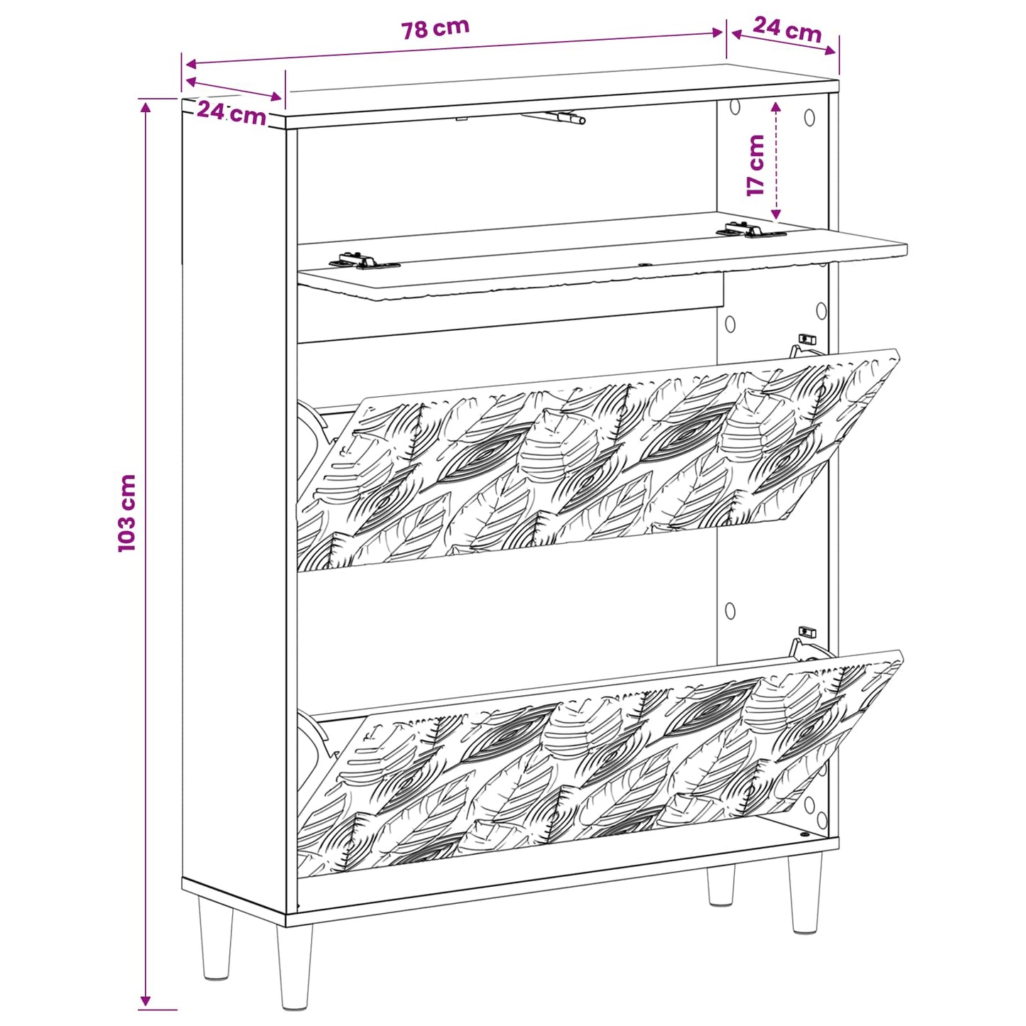 Sko skab DELFT 78 x 24 x 103 cm Konstrueret træ Artisan-eg