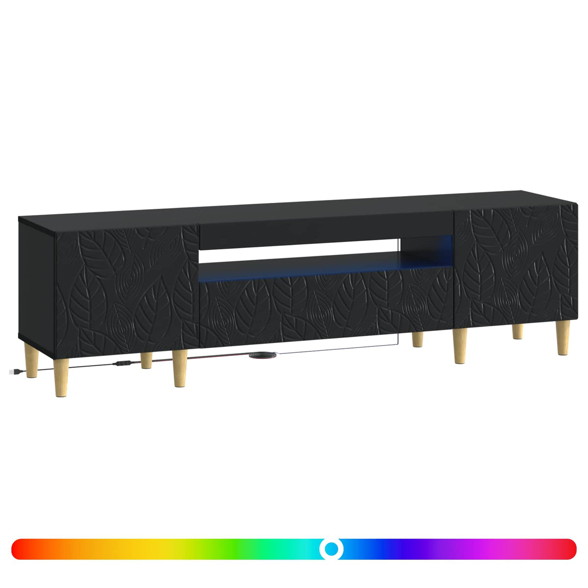 LED TV-skab Sort Konstrueret træ