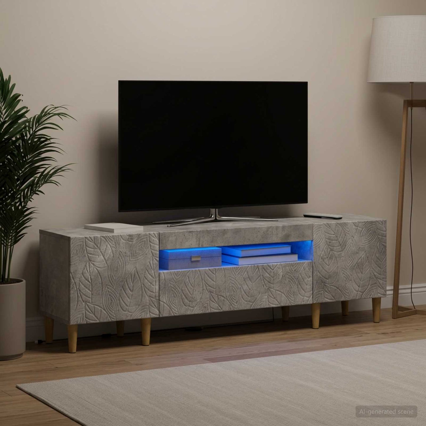 LED TV-skab Betongrå Konstrueret træ