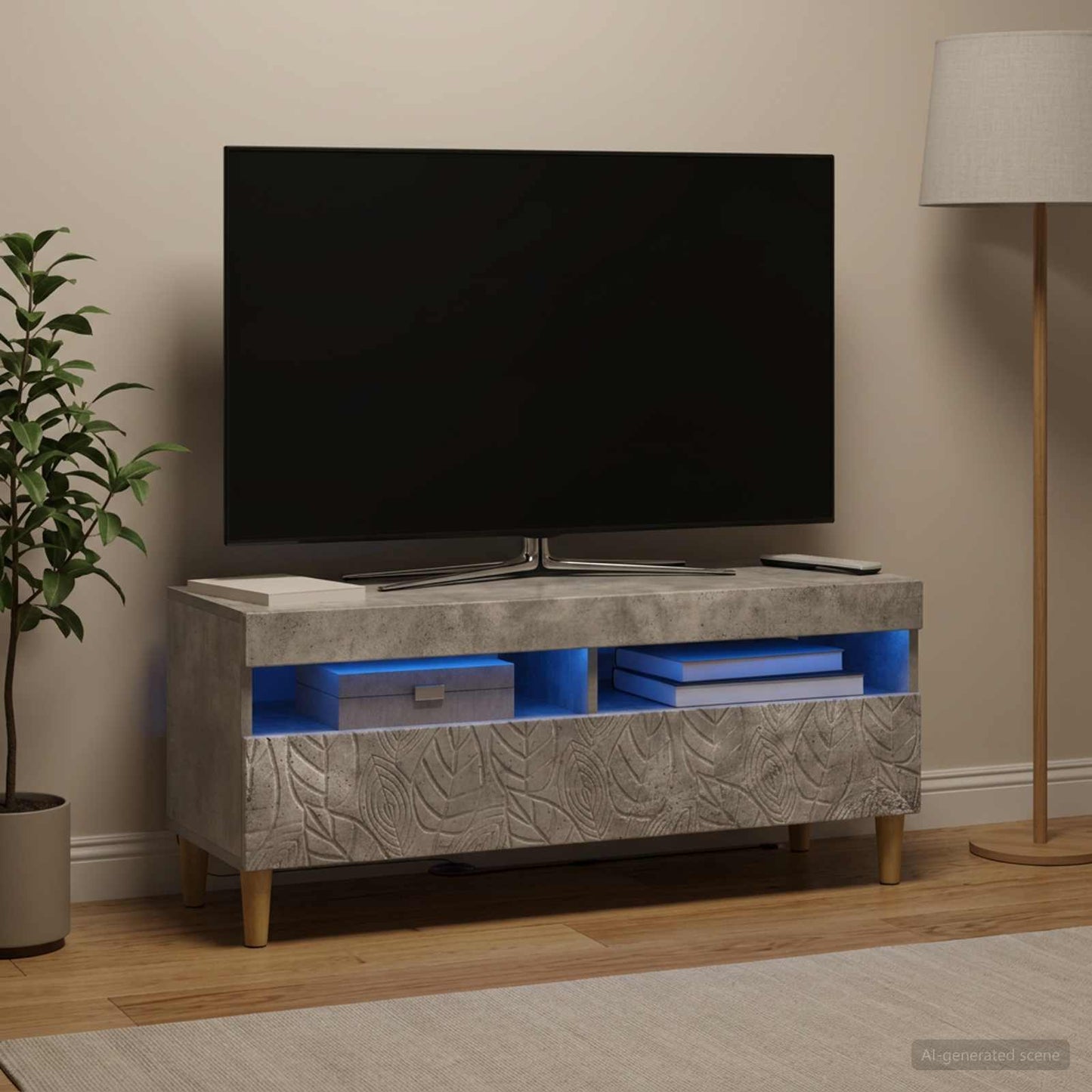 LED TV-skab Betongrå Konstrueret træ