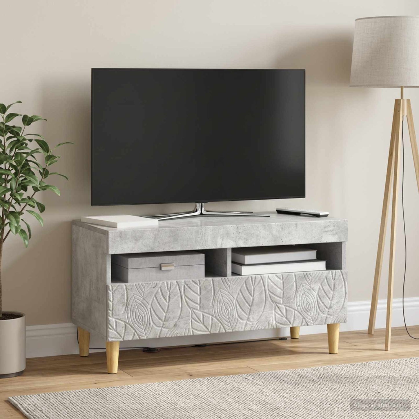 LED TV-skab Betongrå Konstrueret træ