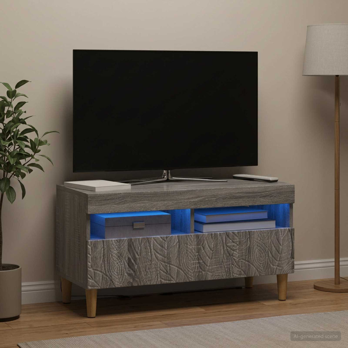 LED TV-skab Grå Sonoma Konstrueret træ