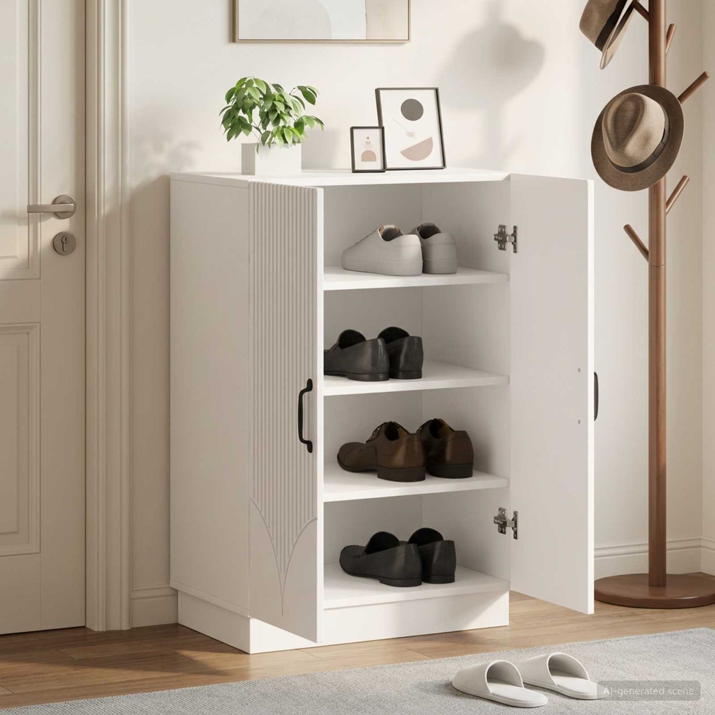 Sko skab HOORN 59,5 x 39,5 x 87 cm Konstrueret træ Hvid