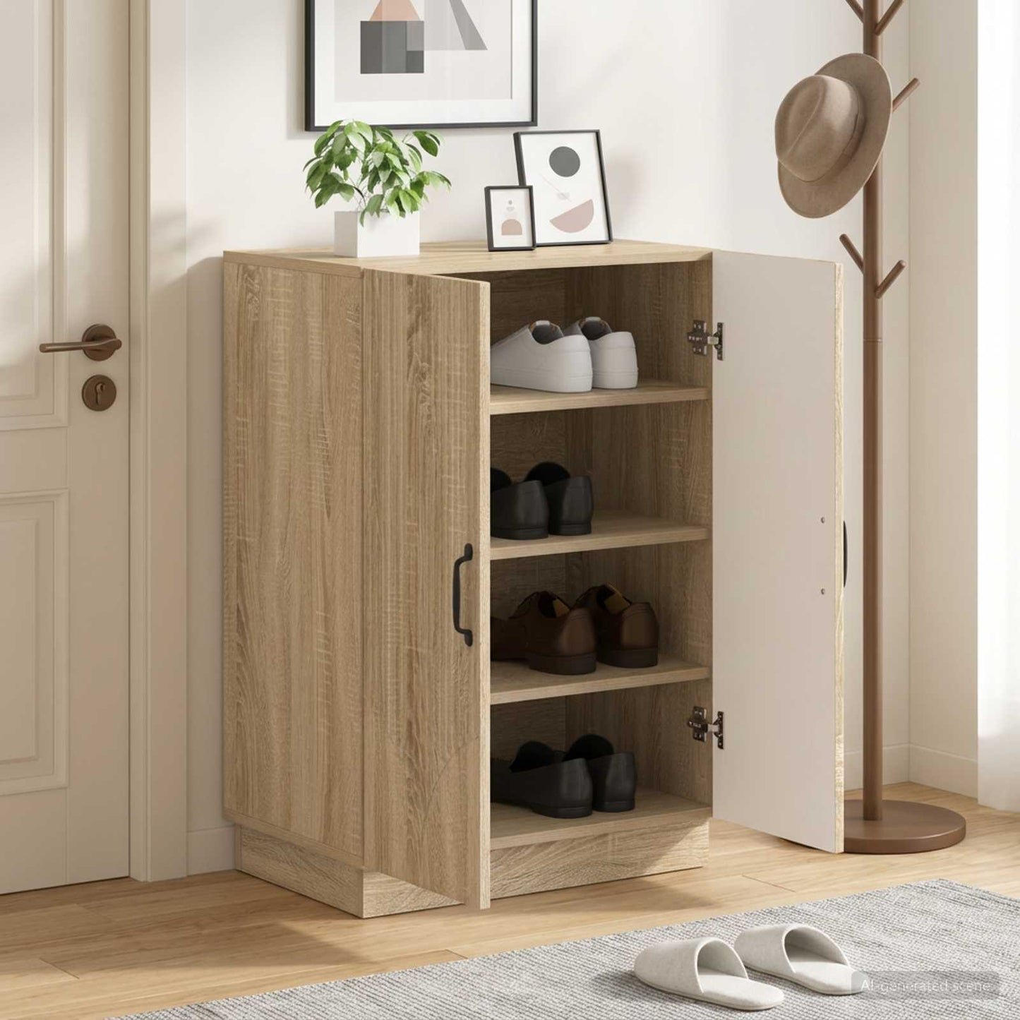 Sko skab HOORN 59,5 x 39,5 x 87 cm Konstrueret træ Sonoma-eg