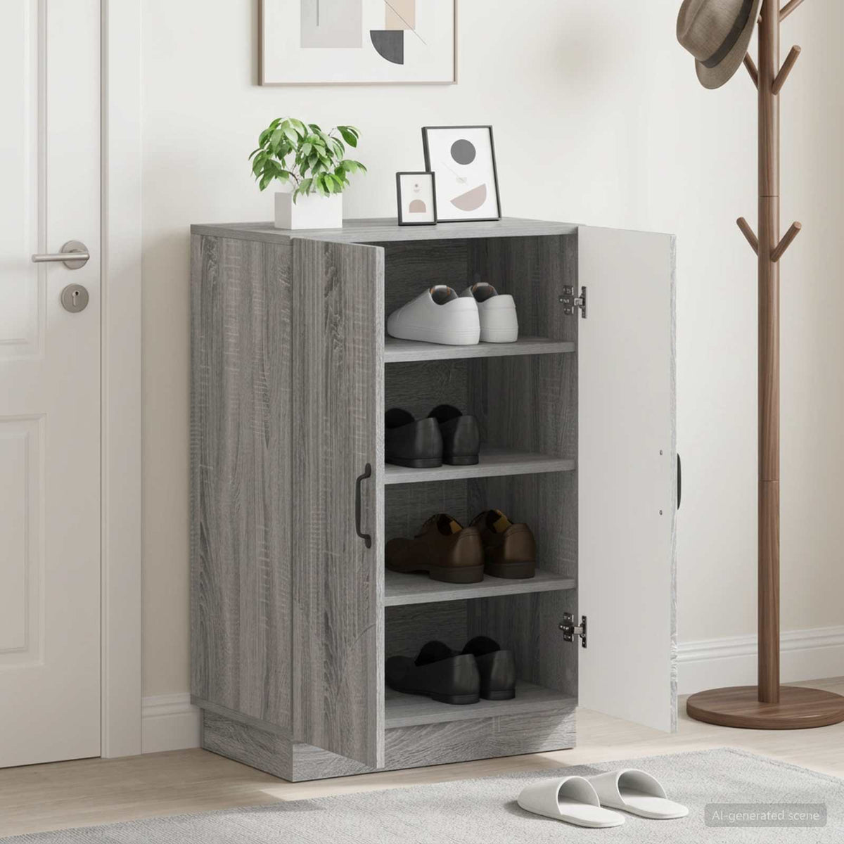 Sko skab HOORN 59,5 x 39,5 x 87 cm Konstrueret træ Grå Sonoma