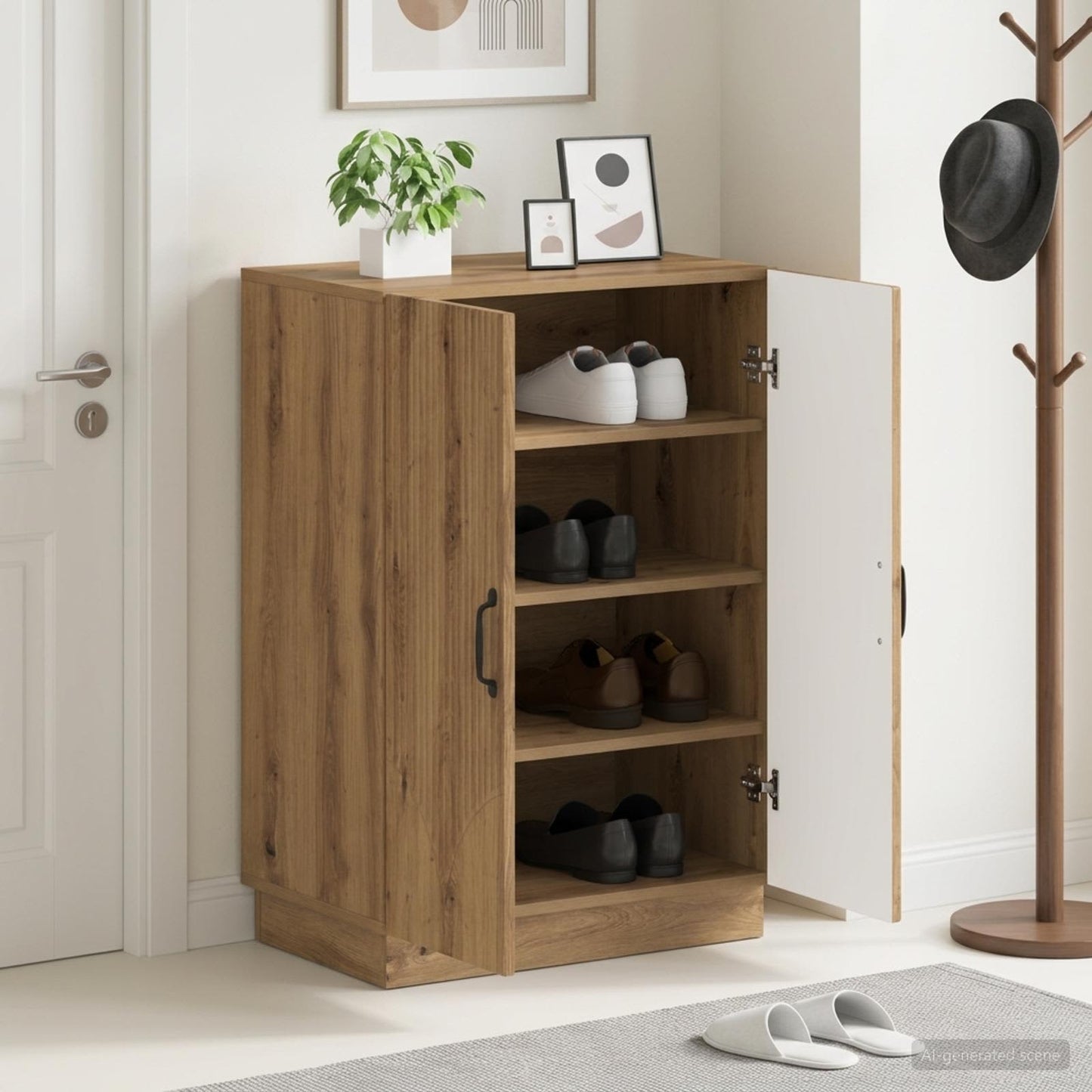 Sko skab HOORN 59,5 x 39,5 x 87 cm Konstrueret træ Artisan-eg