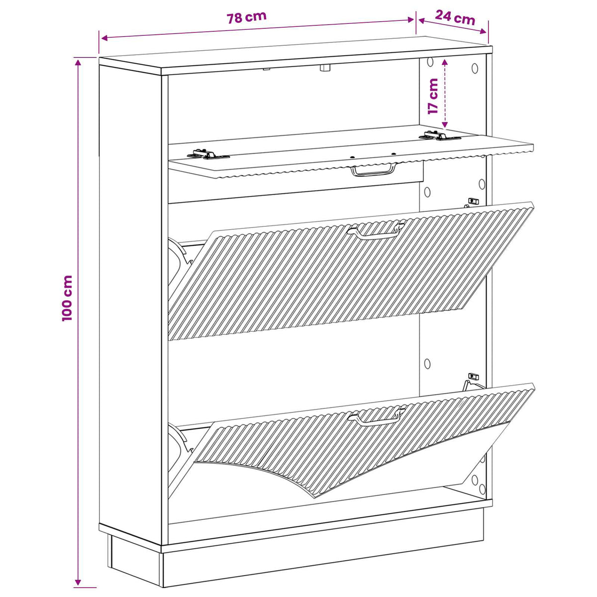 Sko skab HOORN 78 x 24 x 100 cm Konstrueret træ Røget eg