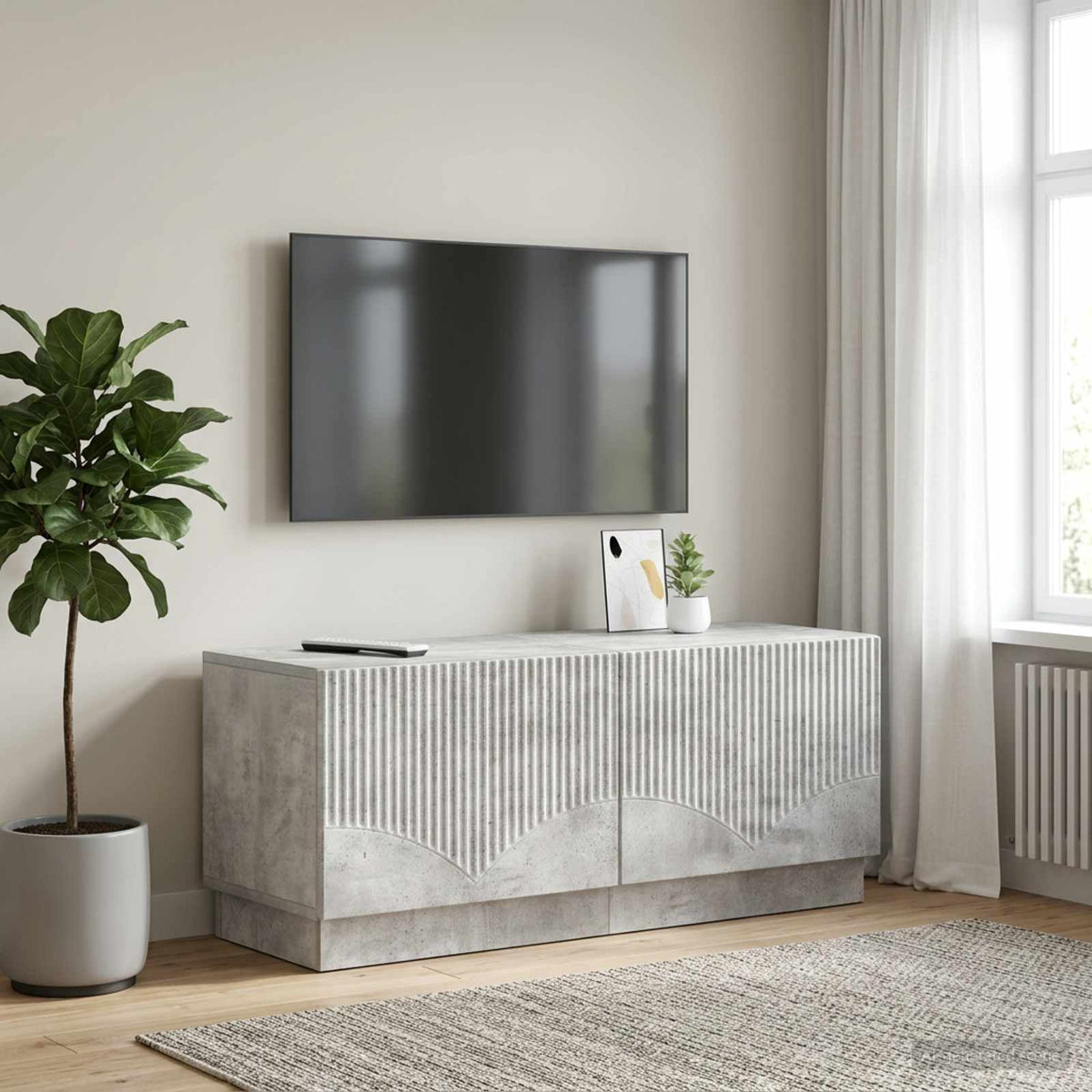 TV-skab Betongrå Konstrueret træ