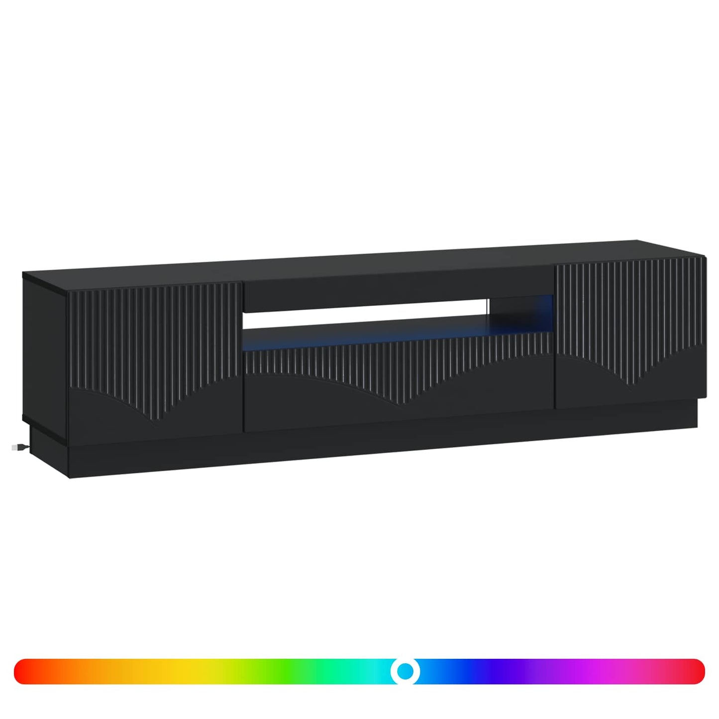 LED TV-skab Sort Konstrueret træ