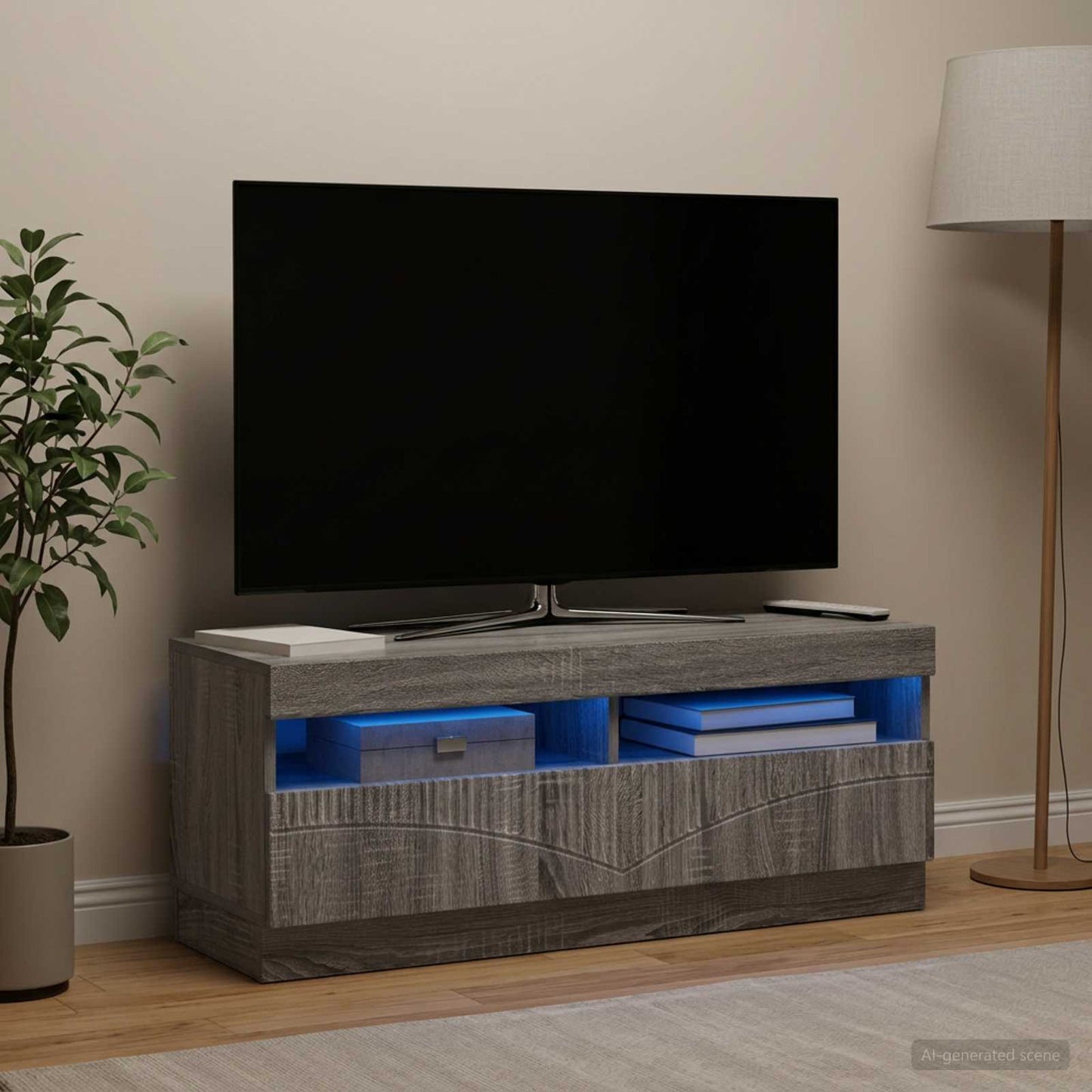 LED TV-skab Grå Sonoma Konstrueret træ