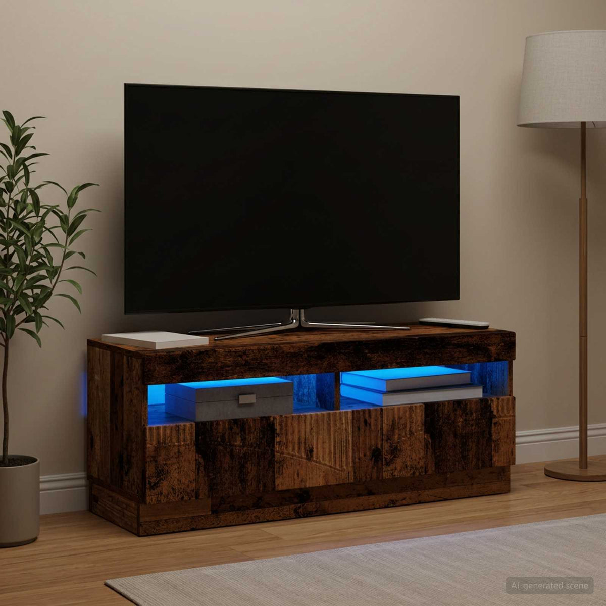 LED TV-skab Gammelt træ Konstrueret træ