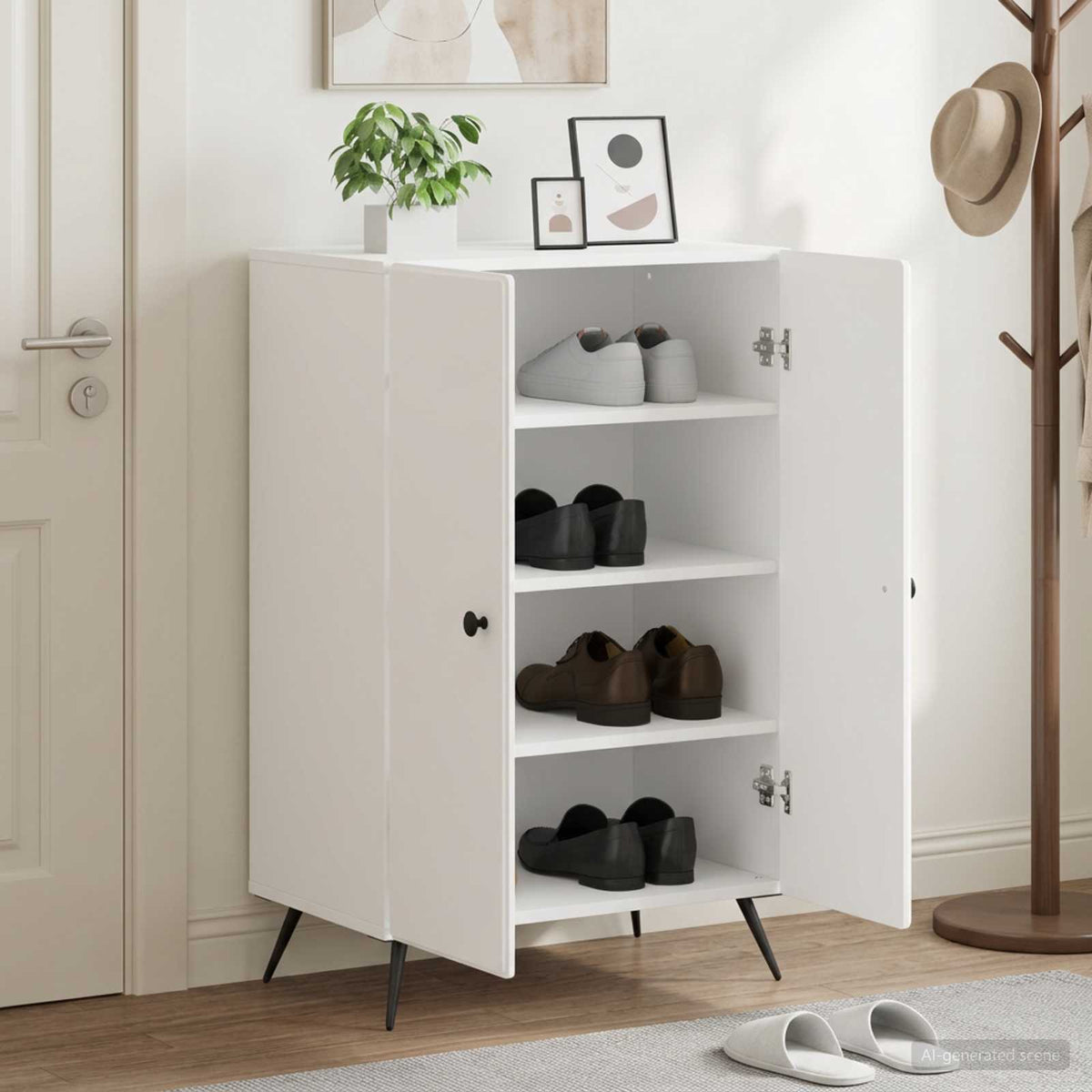Sko skab BREDA 59,5 x 39,5 x 90 cm Konstrueret træ Hvid