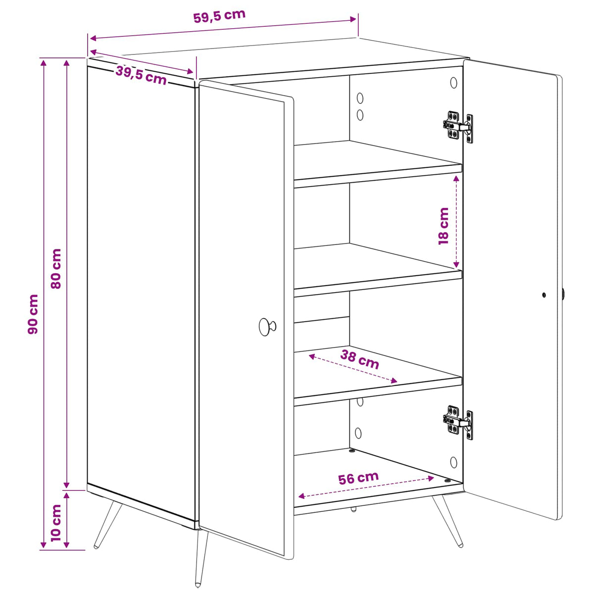 Sko skab BREDA 59,5 x 39,5 x 90 cm Konstrueret træ Sort