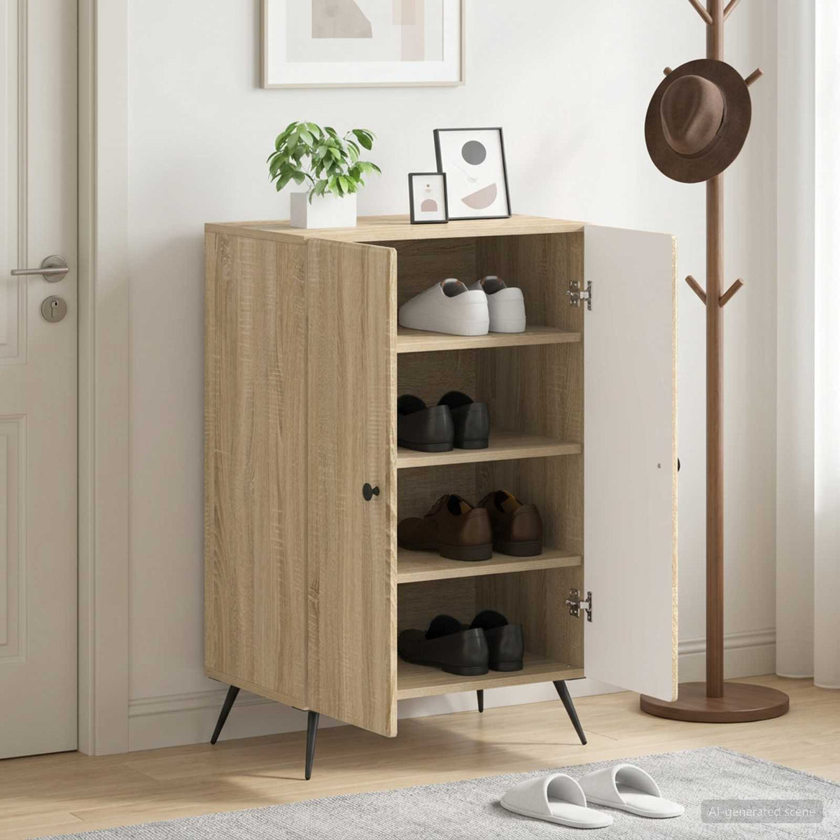 Sko skab BREDA 59,5 x 39,5 x 90 cm Konstrueret træ Sonoma-eg