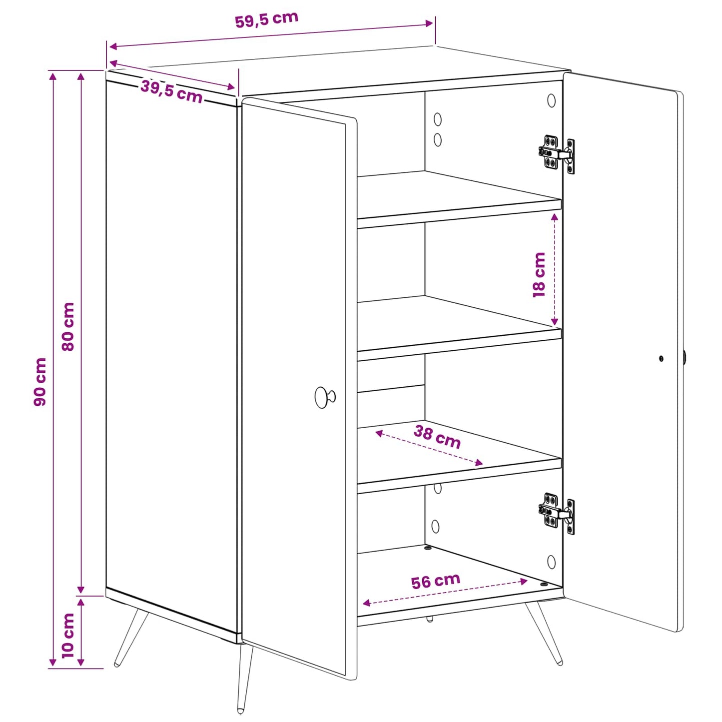 Sko skab BREDA 59,5 x 39,5 x 90 cm Konstrueret træ Gammelt træ