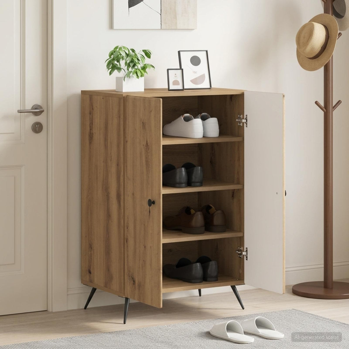 Sko skab BREDA 59,5 x 39,5 x 90 cm Konstrueret træ Artisan-eg