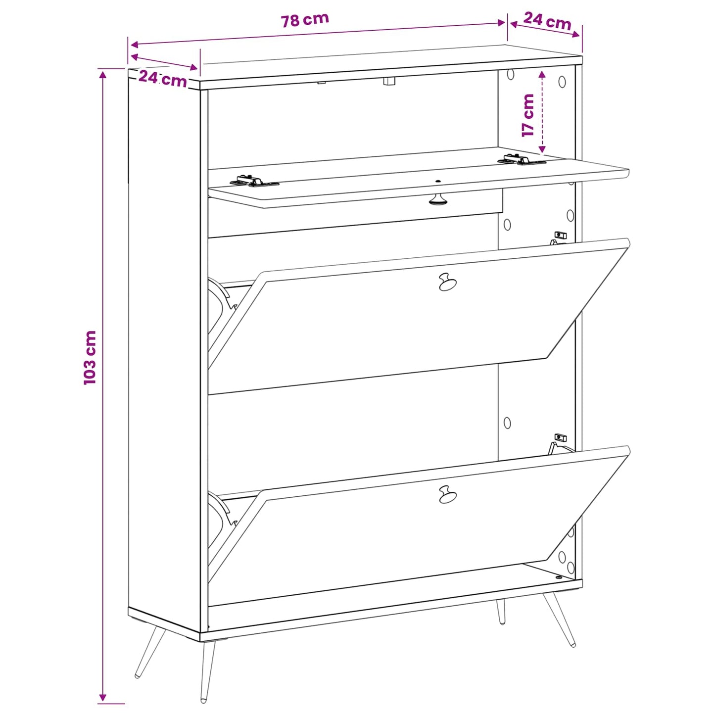 Sko skab BREDA 78 x 24 x 103 cm Konstrueret træ Sonoma-eg