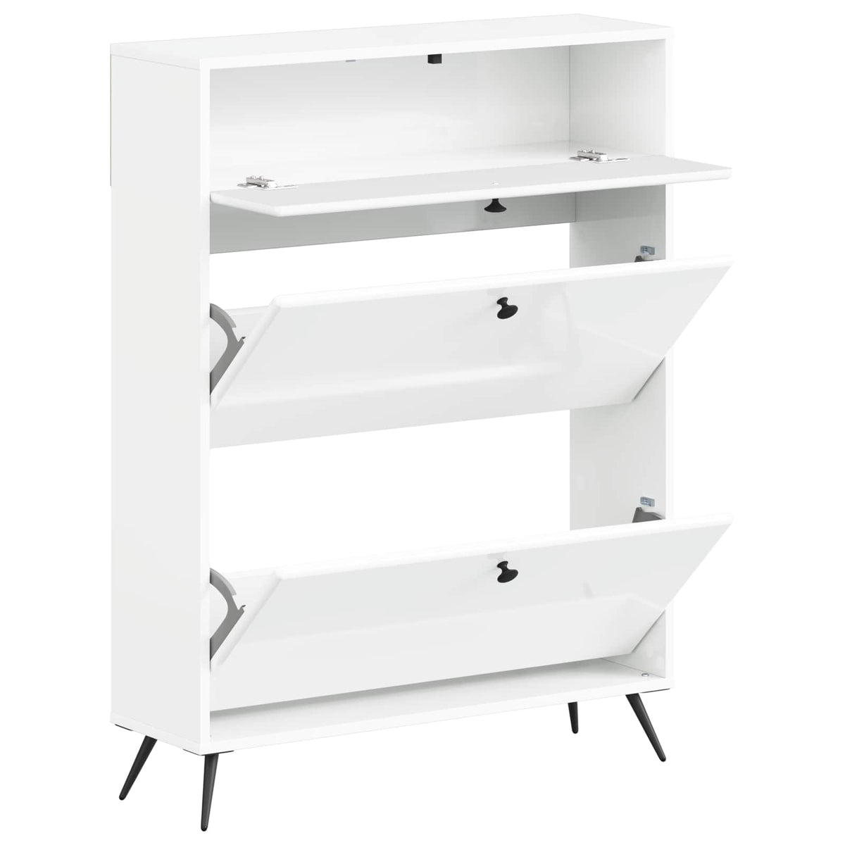 Sko skab BREDA 78 x 24 x 103 cm Konstrueret træ Hvid højglans