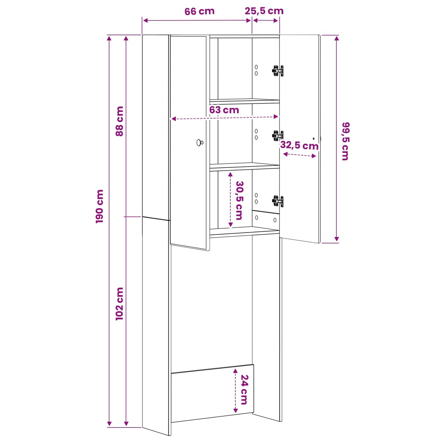 Toilet Skab BREDA Røget eg 66 x 25,5 x 190 cm Konstrueret træ