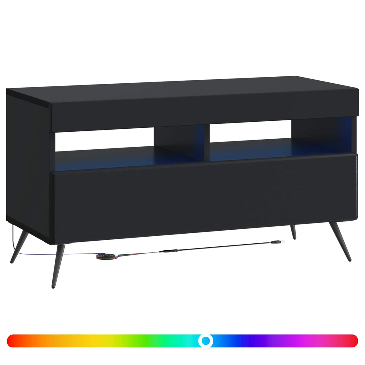 LED TV-skab Sort Konstrueret træ