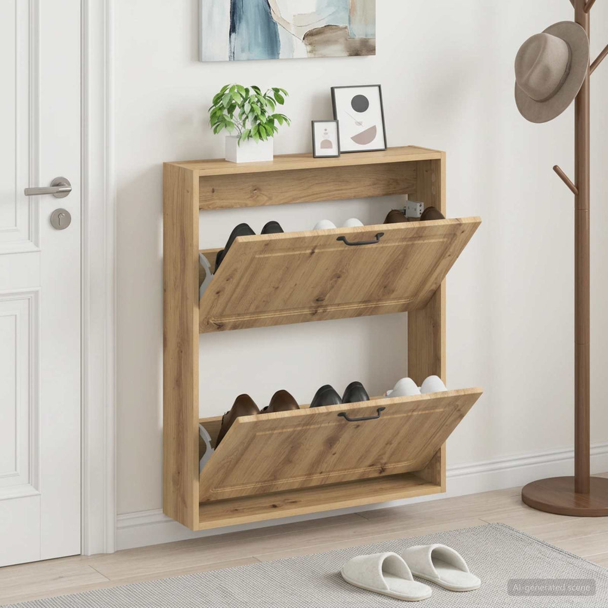 Vægmonteret Skoskab UTRECHT 71 x 17 x 86 cm Konstrueret træ