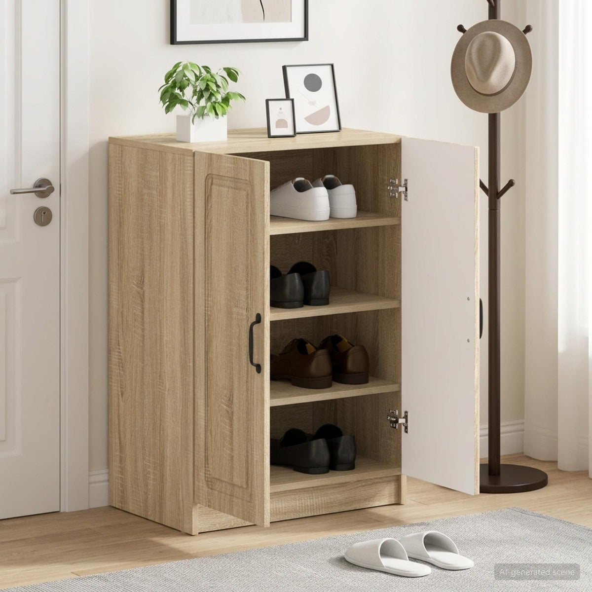 Sko skab UTRECHT 59,5 x 39,5 x 87 cm Konstrueret træ Sonoma-eg