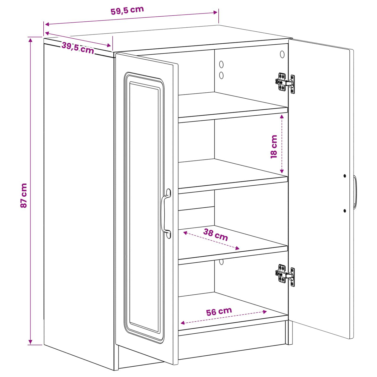Sko skab UTRECHT 59,5 x 39,5 x 87 cm Konstrueret træ Artisan-eg