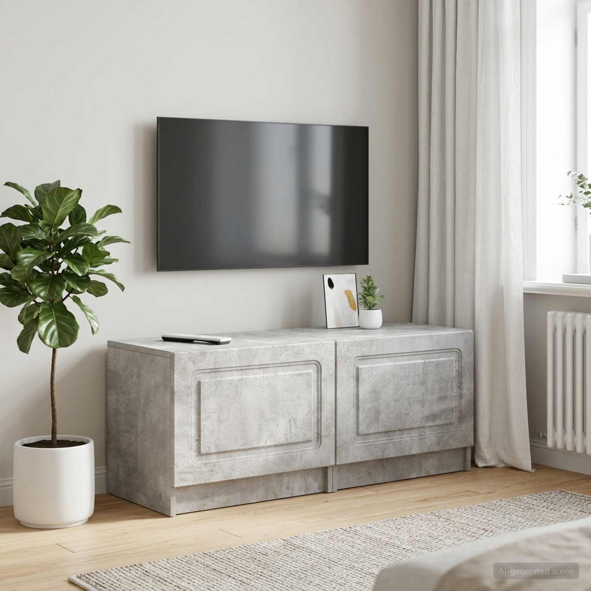 TV-skab Betongrå Konstrueret træ