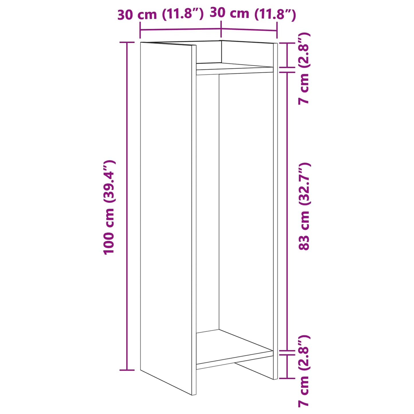 Planteholder 2 stk. Artisan-eg 30 x 30 x 100 cm Konstrueret træ
