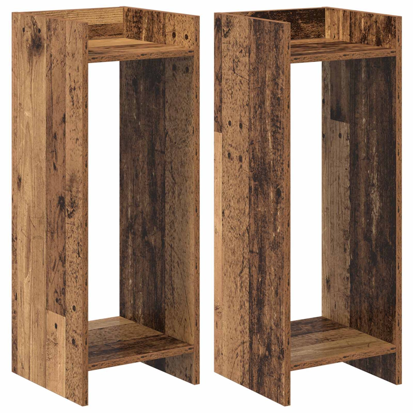 Planteholder 2 stk. Gammelt træ 30 x 30 x 80 cm Konstrueret træ