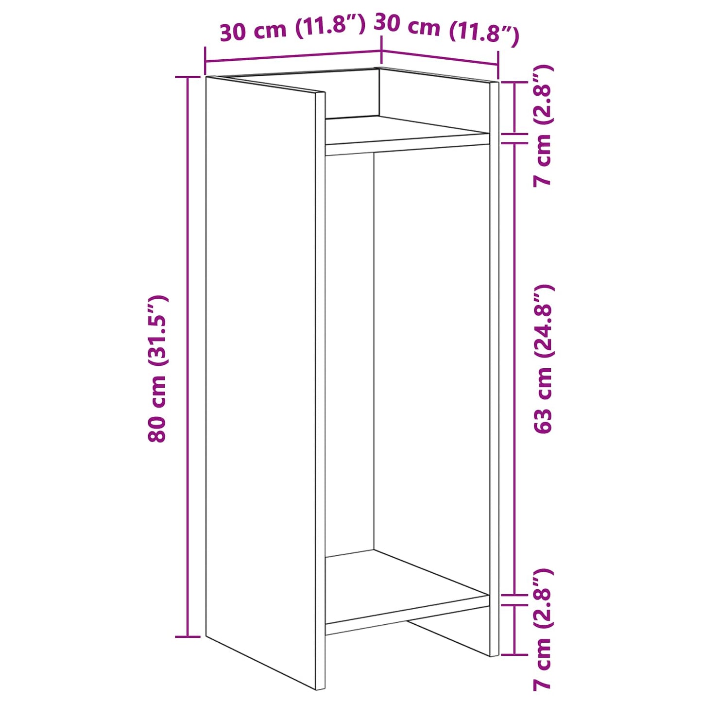 Planteholder Artisan-eg 30 x 30 x 80 cm Konstrueret træ