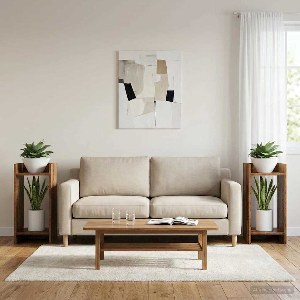 Planteholder 2 stk. Gammelt træ 30 x 30 x 60 cm Konstrueret træ