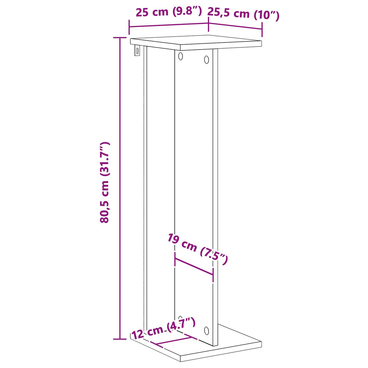 Planteholder 2 stk. Artisan-eg 25 x 25,5 x 80,5 cm