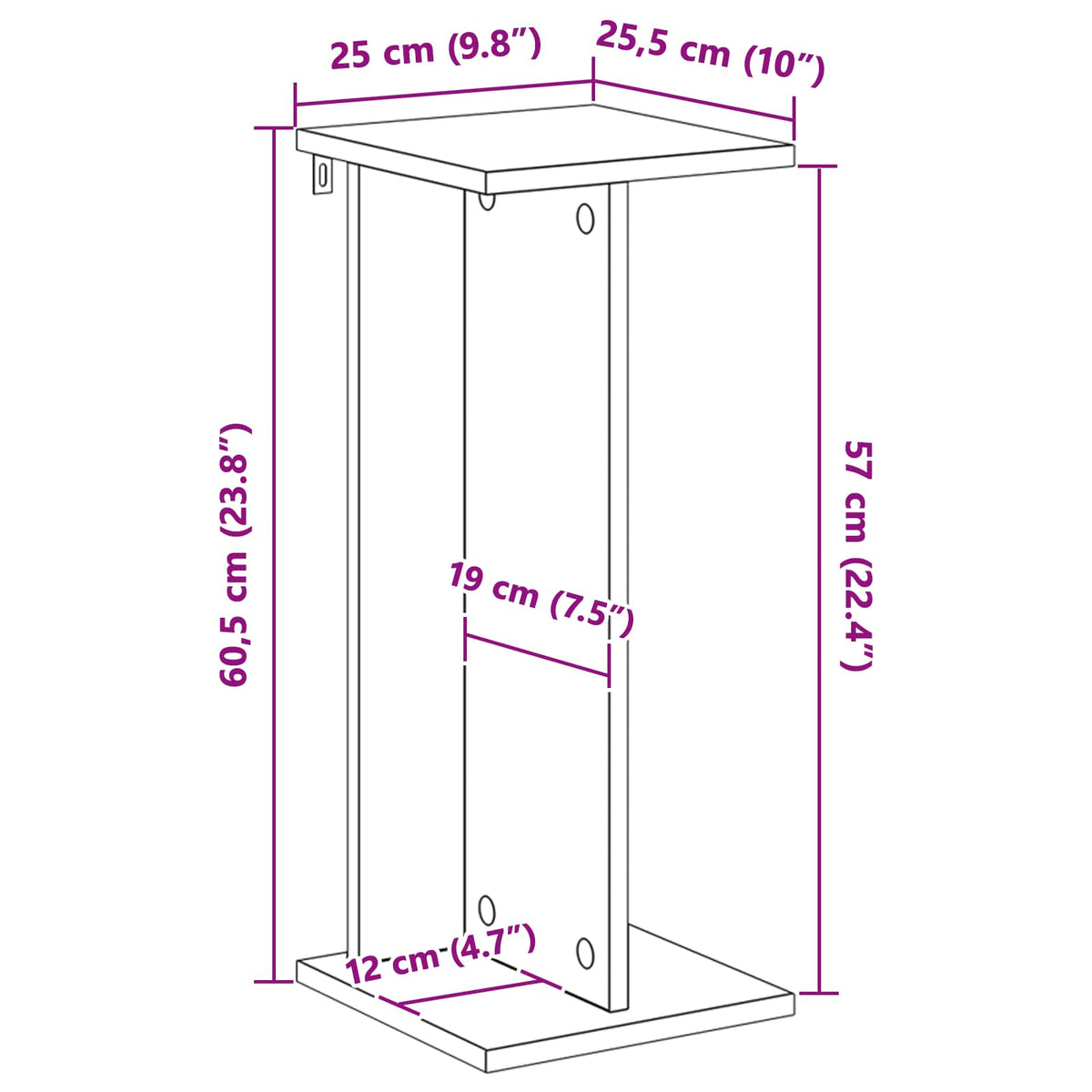 Planteholder Artisan-eg 25 x 25,5 x 60,5 cm Konstrueret træ