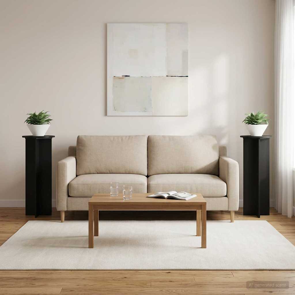 Planteholder 2 stk. Sort Ø40 x 100 cm Konstrueret træ
