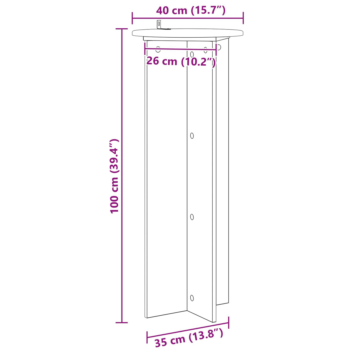 Planteholder 2 stk. Sort Ø40 x 100 cm Konstrueret træ