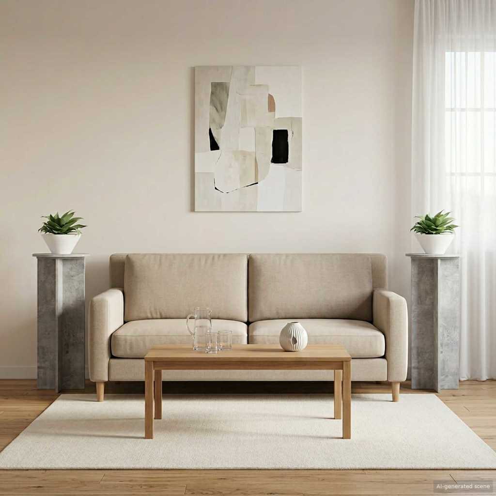 Planteholder 2 stk. Betongrå Ø40 x 100 cm Konstrueret træ