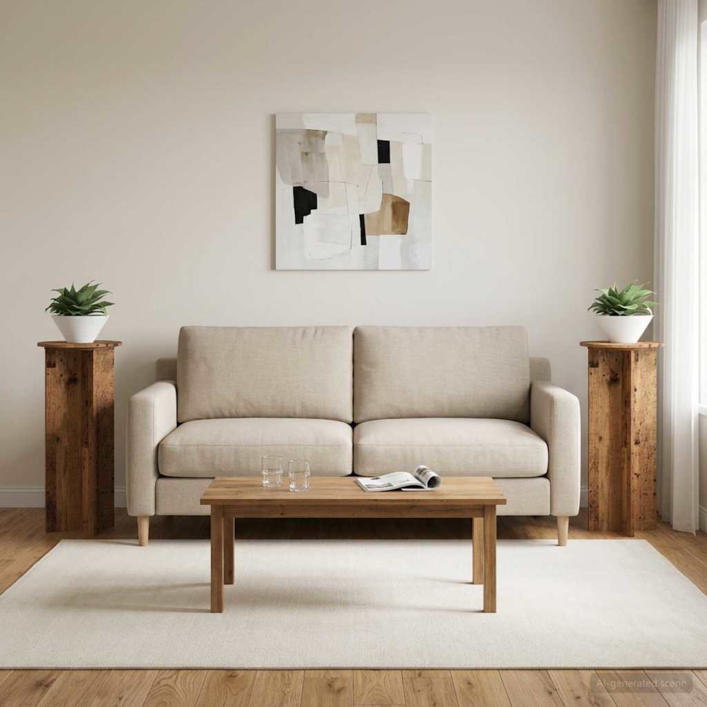 Planteholder 2 stk. Gammelt træ Ø40 x 100 cm Konstrueret træ